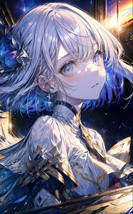 Preview wallpaper girl, dress, jewelry, anime, blue