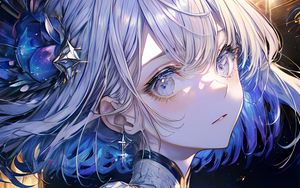Preview wallpaper girl, dress, jewelry, anime, blue
