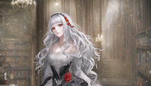 Preview wallpaper girl, dress, jewelry, hair, anime