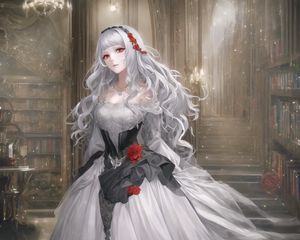 Preview wallpaper girl, dress, jewelry, hair, anime