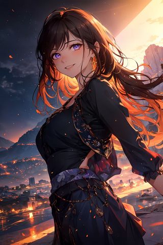 320x480 Wallpaper girl, dress, jewelry, city, lights, anime, art