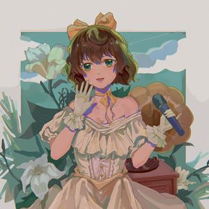 Preview wallpaper girl, dress, microphone, flowers, anime, art