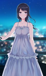 Preview wallpaper girl, dress, night, anime