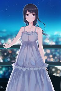 Preview wallpaper girl, dress, night, anime