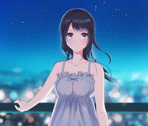 Preview wallpaper girl, dress, night, anime