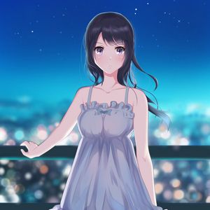 Preview wallpaper girl, dress, night, anime