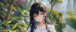 Preview wallpaper girl, dress, park, summer, anime