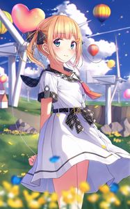 Preview wallpaper girl, dress, ponytails, anime