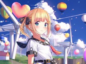 Preview wallpaper girl, dress, ponytails, anime