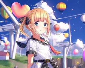 Preview wallpaper girl, dress, ponytails, anime