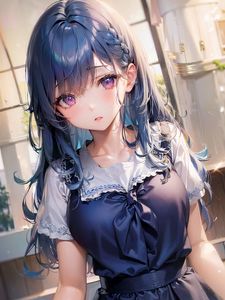 Preview wallpaper girl, dress, purple, anime