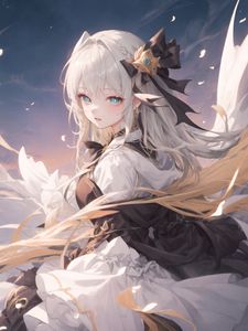 Preview wallpaper girl, dress, ribbons, art, anime
