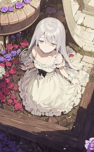 Preview wallpaper girl, dress, roses, flowers, anime, art