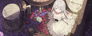 Preview wallpaper girl, dress, roses, flowers, anime, art