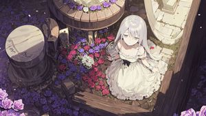 Preview wallpaper girl, dress, roses, flowers, anime, art