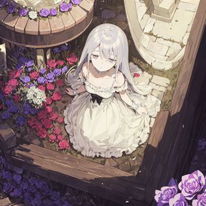 Preview wallpaper girl, dress, roses, flowers, anime, art