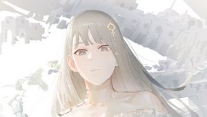 Preview wallpaper girl, dress, ruins, anime, white