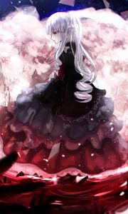 Preview wallpaper girl, dress, sad, anime, art, cartoon