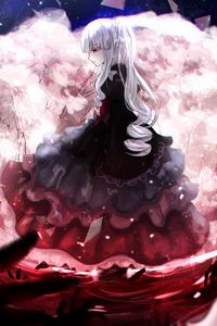 Preview wallpaper girl, dress, sad, anime, art, cartoon