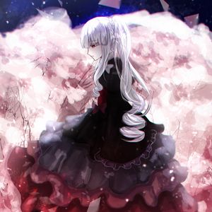 Preview wallpaper girl, dress, sad, anime, art, cartoon