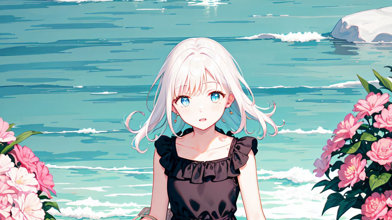 Wallpaper girl, dress, sea, anime hd, picture, image