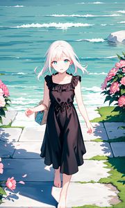 Preview wallpaper girl, dress, sea, anime