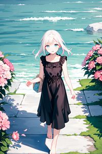 Preview wallpaper girl, dress, sea, anime