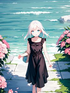 Preview wallpaper girl, dress, sea, anime
