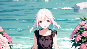 Preview wallpaper girl, dress, sea, anime