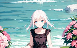 Preview wallpaper girl, dress, sea, anime