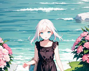 Preview wallpaper girl, dress, sea, anime