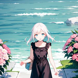 Preview wallpaper girl, dress, sea, anime