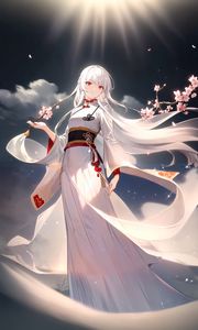 Preview wallpaper girl, dress, smile, sakura, anime, art