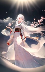 Preview wallpaper girl, dress, smile, sakura, anime, art