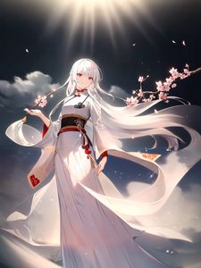 Preview wallpaper girl, dress, smile, sakura, anime, art