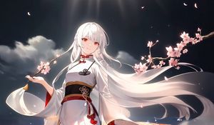 Preview wallpaper girl, dress, smile, sakura, anime, art