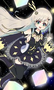 Preview wallpaper girl, dress, space, anime, art