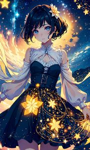 Preview wallpaper girl, dress, stars, art, anime