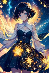 Preview wallpaper girl, dress, stars, art, anime