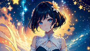 Preview wallpaper girl, dress, stars, art, anime