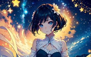 Preview wallpaper girl, dress, stars, art, anime