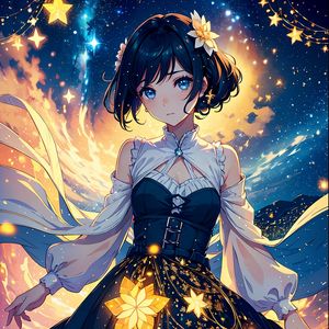 Preview wallpaper girl, dress, stars, art, anime