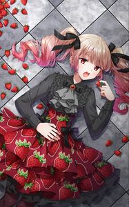 Preview wallpaper girl, dress, strawberry, anime, art