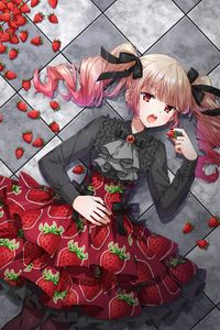 Preview wallpaper girl, dress, strawberry, anime, art