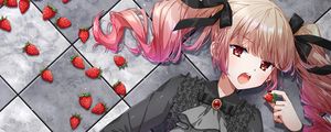 Preview wallpaper girl, dress, strawberry, anime, art