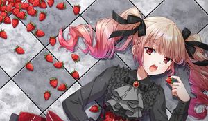 Preview wallpaper girl, dress, strawberry, anime, art