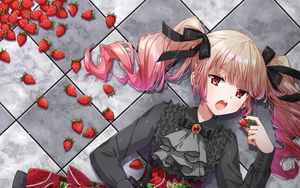 Preview wallpaper girl, dress, strawberry, anime, art