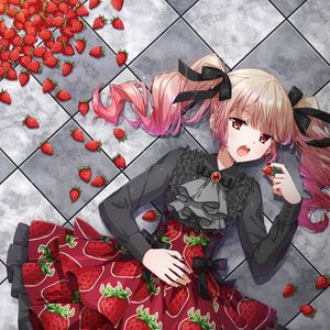 Preview wallpaper girl, dress, strawberry, anime, art