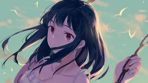 Preview wallpaper girl, dress, swing, anime, art