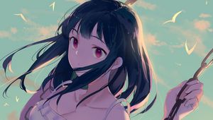 Preview wallpaper girl, dress, swing, anime, art